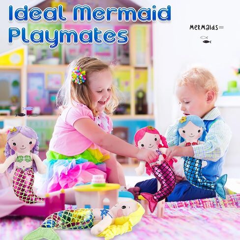 Poen 4 Pcs Mermaid Doll 11.8 Inch Mermaid Soft Rag Stuffed Doll Princess Plush Toy for Kids Girls Birthday Party Decorations in Saudi Arabia