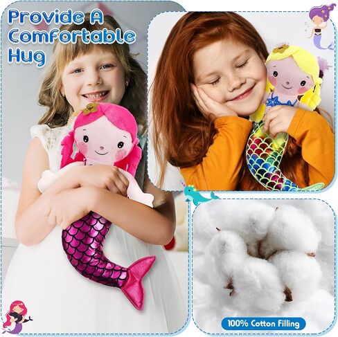 Poen 4 Pcs Mermaid Doll 11.8 Inch Mermaid Soft Rag Stuffed Doll Princess Plush Toy for Kids Girls Birthday Party Decorations in Saudi Arabia