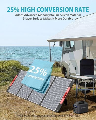 لوحة شمسية محمولة بقدرة 300 واط من ELECAENTA لمحطة الطاقة، كفاءة عالية 25% (إصدار الجيل الرابع 2024)، خفيفة للغاية/16 رطل فقط، شاحن شمسي ETFE أحادي البلورية للتخييم في الهواء الطلق خارج الشبكة in Saudi Arabia