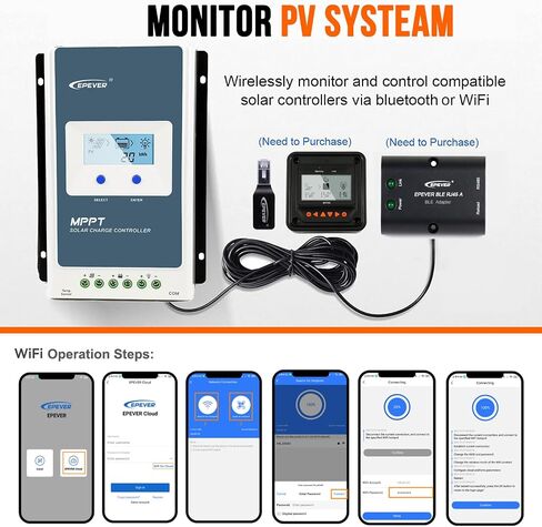 EPEVER MPPT Solar Charge Controller 30 amp 12V 24V Auto, 30A Solar Charge Controller Max 100V Input Negative Grounded Solar Reulator for Lead-Acid and Lithium Batteries Charging and Discharging in Saudi Arabia