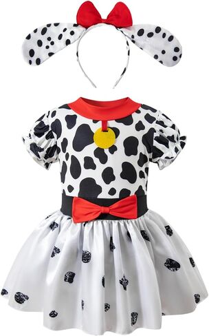 101 Dalmatians Costume Girls Tutu Skirt Ears Headband Classic Halloween Cosplay Birthday Outfit 101st Day Of School in Saudi Arabia