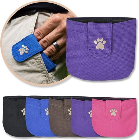 Dog Treat Pouch, Purple Pocket Sized Training Treat Pouch - Lightweight Dog Treat Holder with Magnetic Flap for Stability, Perfect Dog Accessories, Made of Durable Nylon, Machine Washable in Saudi Arabia
