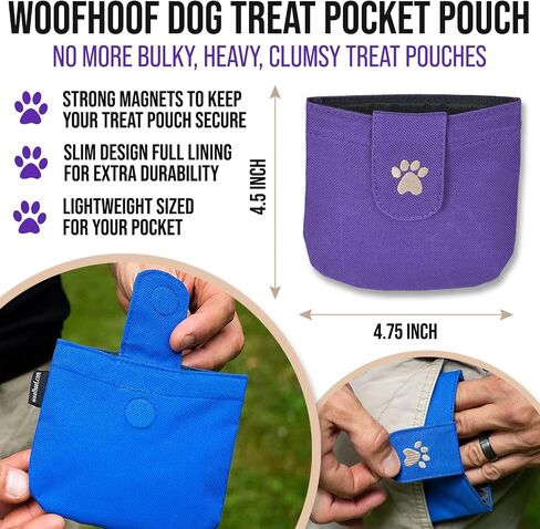 Dog Treat Pouch, Purple Pocket Sized Training Treat Pouch - Lightweight Dog Treat Holder with Magnetic Flap for Stability, Perfect Dog Accessories, Made of Durable Nylon, Machine Washable in Saudi Arabia