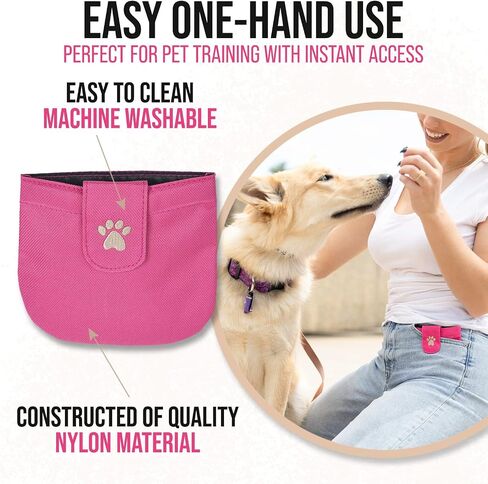 Dog Treat Pouch, Purple Pocket Sized Training Treat Pouch - Lightweight Dog Treat Holder with Magnetic Flap for Stability, Perfect Dog Accessories, Made of Durable Nylon, Machine Washable in Saudi Arabia