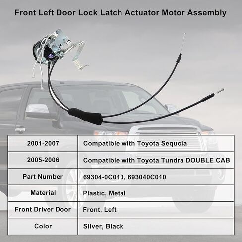 Front Left Door Lock Latch Actuator Motor Assembly Driver Side Compatible with Toyota Sequoia 2001-2007 Tundra 2005 2006 Double Cab Replace# 69304-0C010 693040C010 in Saudi Arabia