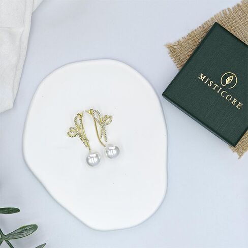 Gold Dangle Earrings Pearl Bow Pearl Earrings For Women Drop Pearl Earrings14K Gold Bow Dangle Drop Earrings Gift For Girls Wedding Earring in Saudi Arabia