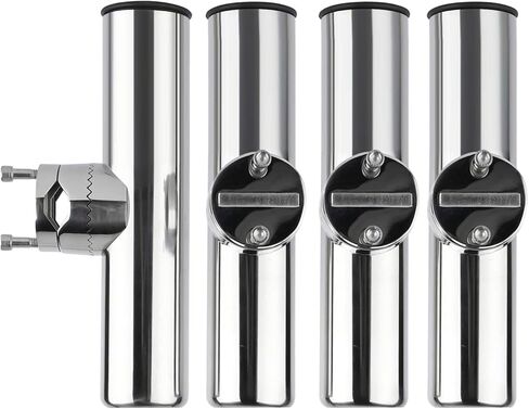 Yaegoo مشبك من الفولاذ المقاوم للصدأ على حامل قضيب الصيد - حامل قضيب تثبيت على السكك الحديدية حامل قضيب صيد قابل للتعديل (يناسب قضبان من 1 بوصة إلى 1-1/4 بوصة، 4 عبوات) in Kuwait