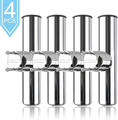 Yaegoo مشبك من الفولاذ المقاوم للصدأ على حامل قضيب الصيد - حامل قضيب تثبيت على السكك الحديدية حامل قضيب صيد قابل للتعديل (يناسب قضبان من 1 بوصة إلى 1-1/4 بوصة، 4 عبوات) in Kuwait