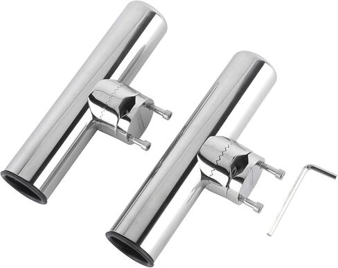 Yaegoo مشبك من الفولاذ المقاوم للصدأ على حامل قضيب الصيد - حامل قضيب تثبيت على السكك الحديدية حامل قضيب صيد قابل للتعديل (يناسب قضبان من 1 بوصة إلى 1-1/4 بوصة، 4 عبوات) in Kuwait