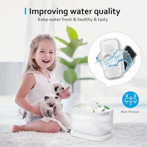 10 Pack Replacement Cat/Dog Fountain Filters Compatible with 2.5L/84oz Dockstream Cat Fountain PLWF005/PLWF115/PLWF105,10 Pack Triple Action Pet Fountain Filter and Pre-Filter Sponges in Saudi Arabia