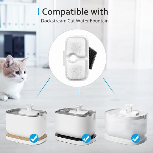 10 Pack Replacement Cat/Dog Fountain Filters Compatible with 2.5L/84oz Dockstream Cat Fountain PLWF005/PLWF115/PLWF105,10 Pack Triple Action Pet Fountain Filter and Pre-Filter Sponges in Saudi Arabia