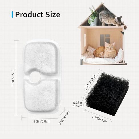 10 Pack Replacement Cat/Dog Fountain Filters Compatible with 2.5L/84oz Dockstream Cat Fountain PLWF005/PLWF115/PLWF105,10 Pack Triple Action Pet Fountain Filter and Pre-Filter Sponges in Saudi Arabia