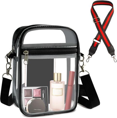 حقيبة شفافة من COOLOO معتمدة من الملعب ومحفظة كروس شفافة للنساء مع جيب أمامي للحفلات الموسيقية والأحداث الرياضية in Kuwait