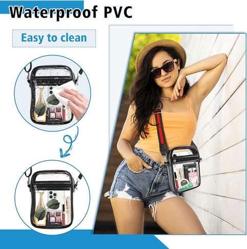حقيبة شفافة من COOLOO معتمدة من الملعب ومحفظة كروس شفافة للنساء مع جيب أمامي للحفلات الموسيقية والأحداث الرياضية in Kuwait