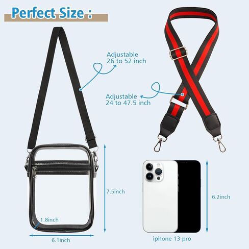 حقيبة شفافة من COOLOO معتمدة من الملعب ومحفظة كروس شفافة للنساء مع جيب أمامي للحفلات الموسيقية والأحداث الرياضية in Kuwait