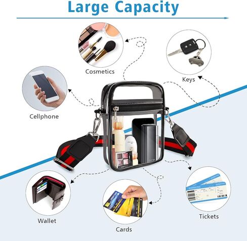 حقيبة شفافة من COOLOO معتمدة من الملعب ومحفظة كروس شفافة للنساء مع جيب أمامي للحفلات الموسيقية والأحداث الرياضية in Kuwait