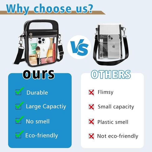 حقيبة شفافة من COOLOO معتمدة من الملعب ومحفظة كروس شفافة للنساء مع جيب أمامي للحفلات الموسيقية والأحداث الرياضية in Kuwait