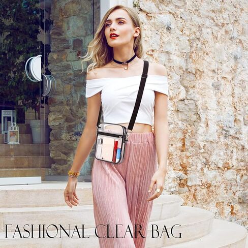 حقيبة شفافة من COOLOO معتمدة من الملعب ومحفظة كروس شفافة للنساء مع جيب أمامي للحفلات الموسيقية والأحداث الرياضية in Kuwait