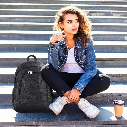Large Cheer Backpack with Cheer Bow Keychain Cheerleading Glitter Backpack Cheer Bags for Cheerleaders Gift Cheer bag for Travel Camping Hiking Sport Game, Black in Saudi Arabia