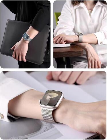 Mesh Metal Bands Compatible with Apple Watch Band 42mm 44mm 45mm 49mm, Stainless Steel Magnetic Loop Strap for iWatch Ultra/2 Series SE 9/8/7/6/5/4/3/2/1 Men Women in Saudi Arabia
