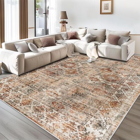 Area Rug Living Room Rugs 5x7- Large Soft Machine Washable Rugs Distressed Oriental Medallion Rugs for Bedroom Non-Slip Low-Plie Stain Resistant Indoor Carpet for Dining Room Nursery Home Office in Saudi Arabia