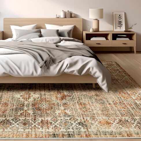 Area Rug Living Room Rugs 5x7- Large Soft Machine Washable Rugs Distressed Oriental Medallion Rugs for Bedroom Non-Slip Low-Plie Stain Resistant Indoor Carpet for Dining Room Nursery Home Office in Saudi Arabia