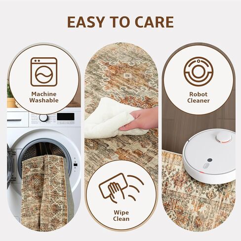 Area Rug Living Room Rugs 5x7- Large Soft Machine Washable Rugs Distressed Oriental Medallion Rugs for Bedroom Non-Slip Low-Plie Stain Resistant Indoor Carpet for Dining Room Nursery Home Office in Saudi Arabia