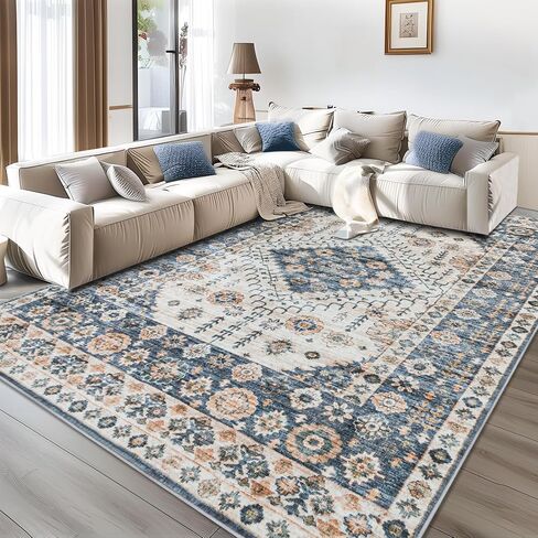 Area Rug Living Room Rugs 5x7- Large Soft Machine Washable Rugs Distressed Oriental Medallion Rugs for Bedroom Non-Slip Low-Plie Stain Resistant Indoor Carpet for Dining Room Nursery Home Office in Saudi Arabia