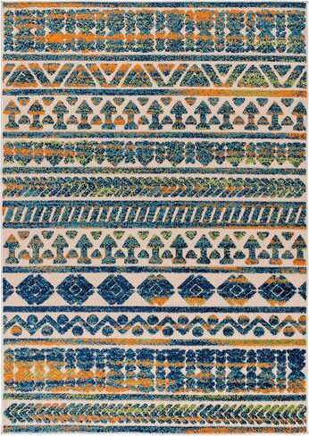 Rugshop Modern Stripes Geometric Indoor/Outdoor Area Rug 7'10" x 10' Multi in Saudi Arabia