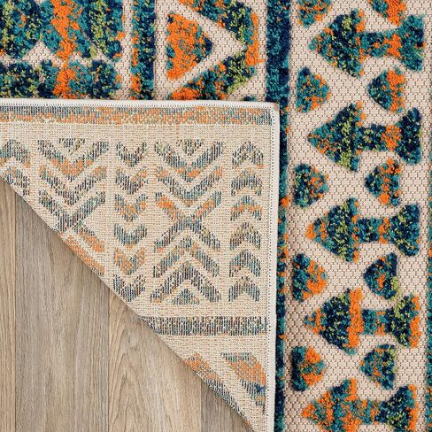 Rugshop Modern Stripes Geometric Indoor/Outdoor Area Rug 7'10" x 10' Multi in Saudi Arabia