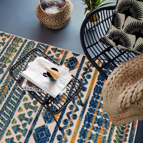 Rugshop Modern Stripes Geometric Indoor/Outdoor Area Rug 7'10" x 10' Multi in Saudi Arabia