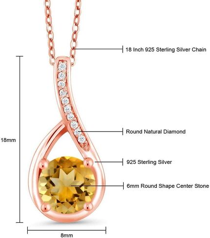 Gem Stone King 925 Sterling Silver 6MM Round Gemstone Birthstone and White Diamond Necklace | Infinity Pendant Necklace for Women | With 18 Inch Chain in Saudi Arabia
