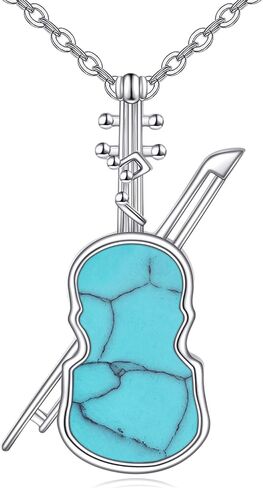CRMAD Violins Necklace for Women Sterling Silver Opal/Turquoise Necklace Violins Jewelry Gift for Girls in Saudi Arabia