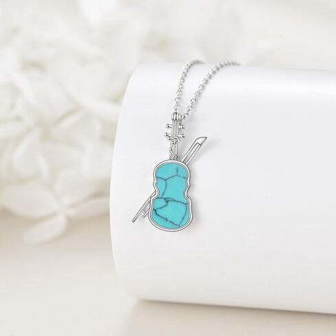 CRMAD Violins Necklace for Women Sterling Silver Opal/Turquoise Necklace Violins Jewelry Gift for Girls in Saudi Arabia