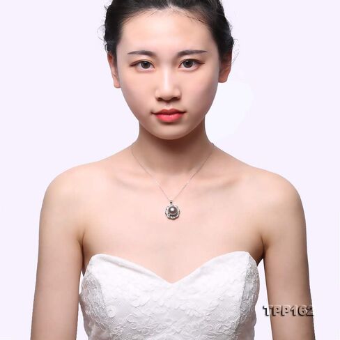 قلادة JYX من اللؤلؤ مقاس 11.5 ملم قلادة من لؤلؤ تاهيتي باللون الأخضر الطاووس من الفضة الإسترليني عيار 925 in Kuwait