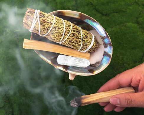 Spiritual Items - Juniper Smudge Stick ~ Abalone Shell for Smudging ~ Palo Santo Sticks ~ 2 inchTripod Stand ~ 8 inch Feather and White Sand in Saudi Arabia