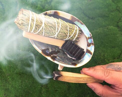 Spiritual Items - Juniper Smudge Stick ~ Abalone Shell for Smudging ~ Palo Santo Sticks ~ 2 inchTripod Stand ~ 8 inch Feather and White Sand in Saudi Arabia