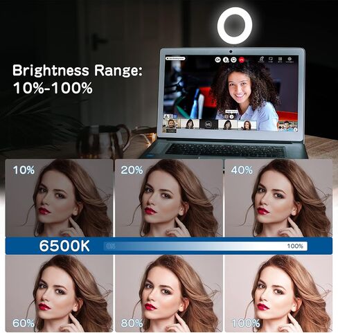 Video Conference Light, 3200k-6500K Dimmable LED Ring Light Mounted on Laptop Computer Monitor for Remote Working, Distance Teaching, Zoom Calls, Self Broadcasting, Live Streaming, YouTube, TikTok in Saudi Arabia