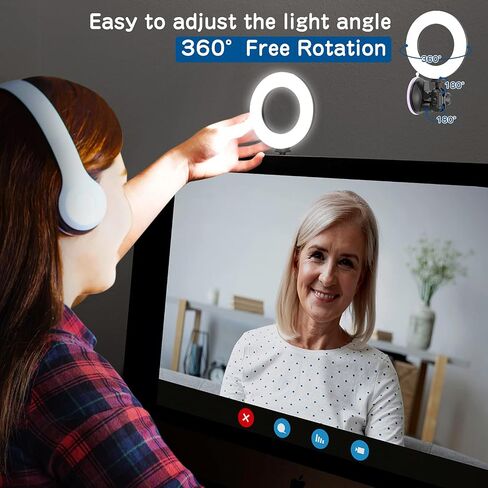 Video Conference Light, 3200k-6500K Dimmable LED Ring Light Mounted on Laptop Computer Monitor for Remote Working, Distance Teaching, Zoom Calls, Self Broadcasting, Live Streaming, YouTube, TikTok in Saudi Arabia