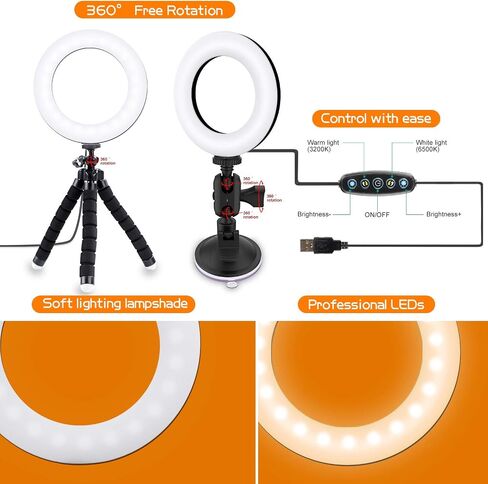ضوء مؤتمر الفيديو، 3200k-6500K ضوء حلقة LED عاكس للضوء مثبت على شاشة الكمبيوتر المحمول للعمل عن بعد، التدريس عن بعد، مكالمات التكبير، البث الذاتي، البث المباشر، يوتيوب، تيك توك in Kuwait