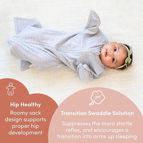 قماط SleepingBaby Zipadee-Zip Transition - بطانية قماط للأطفال مع سحاب مريح - بطانية واسعة يمكن ارتداؤها للأطفال لسهولة تغيير الحفاضات - فحص وردي، صغير (4-8 أشهر) in Kuwait