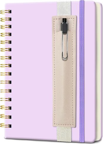 Lined Spiral Notebook 5.7"x 8.27" with Pen Holder & Pen - (Lavender), 160 Pages/80 Sheets, Hardcover - A5 Journal for Gift, Journaling, Writing, Note Taking, School, Work in Saudi Arabia