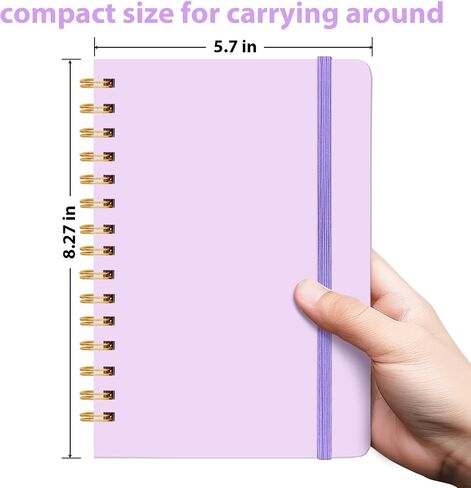 Lined Spiral Notebook 5.7"x 8.27" with Pen Holder & Pen - (Lavender), 160 Pages/80 Sheets, Hardcover - A5 Journal for Gift, Journaling, Writing, Note Taking, School, Work in Saudi Arabia