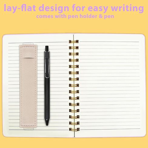 Lined Spiral Notebook 5.7"x 8.27" with Pen Holder & Pen - (Lavender), 160 Pages/80 Sheets, Hardcover - A5 Journal for Gift, Journaling, Writing, Note Taking, School, Work in Saudi Arabia