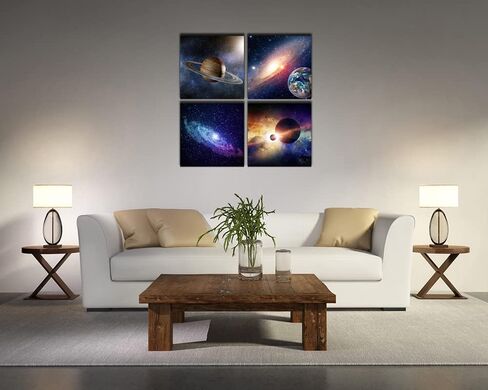 Wieco Art Giclee Canvas Prints Wall Art Space Pictures for Bedroom Home Decorations Universal Magic Power Modern 4 Panels Contemporary Star Sky Pictures Astronomy Artwork in Saudi Arabia