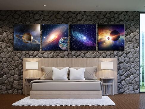 Wieco Art Giclee Canvas Prints Wall Art Space Pictures for Bedroom Home Decorations Universal Magic Power Modern 4 Panels Contemporary Star Sky Pictures Astronomy Artwork in Saudi Arabia