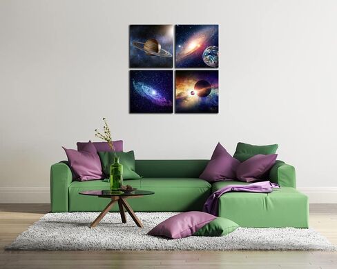 Wieco Art Giclee Canvas Prints Wall Art Space Pictures for Bedroom Home Decorations Universal Magic Power Modern 4 Panels Contemporary Star Sky Pictures Astronomy Artwork in Saudi Arabia