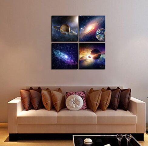 Wieco Art Giclee Canvas Prints Wall Art Space Pictures for Bedroom Home Decorations Universal Magic Power Modern 4 Panels Contemporary Star Sky Pictures Astronomy Artwork in Saudi Arabia