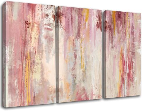 Kureful مجردة جدار الفن ديكور جدار كبير الوردي الفني 20 "× 40" صور لوحات ذهبية لغرفة النوم غرفة المعيشة مكتب قماش يطبع in Kuwait