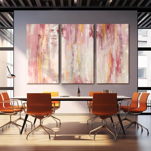 Kureful مجردة جدار الفن ديكور جدار كبير الوردي الفني 20 "× 40" صور لوحات ذهبية لغرفة النوم غرفة المعيشة مكتب قماش يطبع in Kuwait